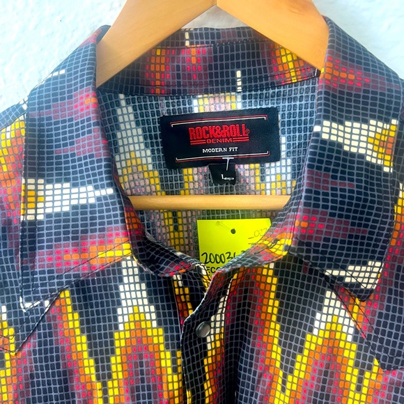 Rock & Roll Cowgirl Other - ✨ Rock and roll denim grid patterned colored button up shirt.